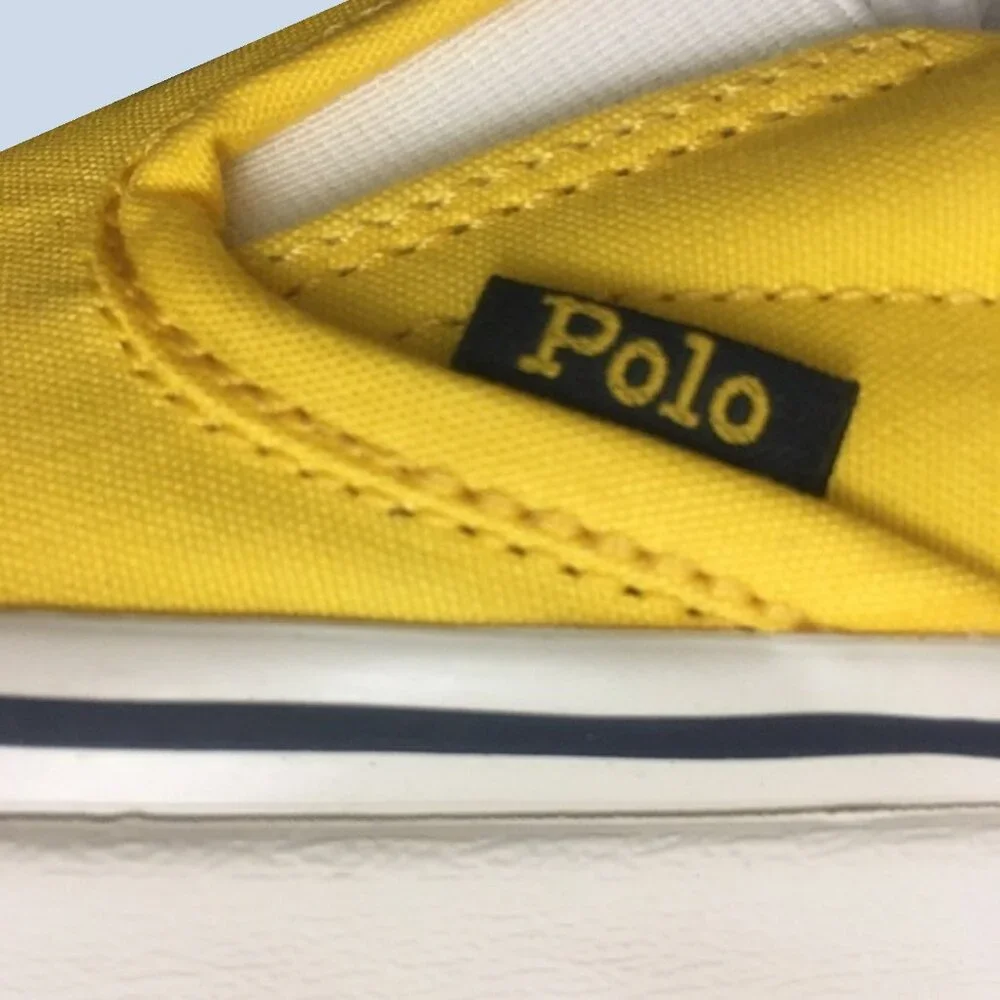 new Polo Ralph Lauren Keaton Slip-On Men's Size 8 Yellow Canvas Boat Shoes